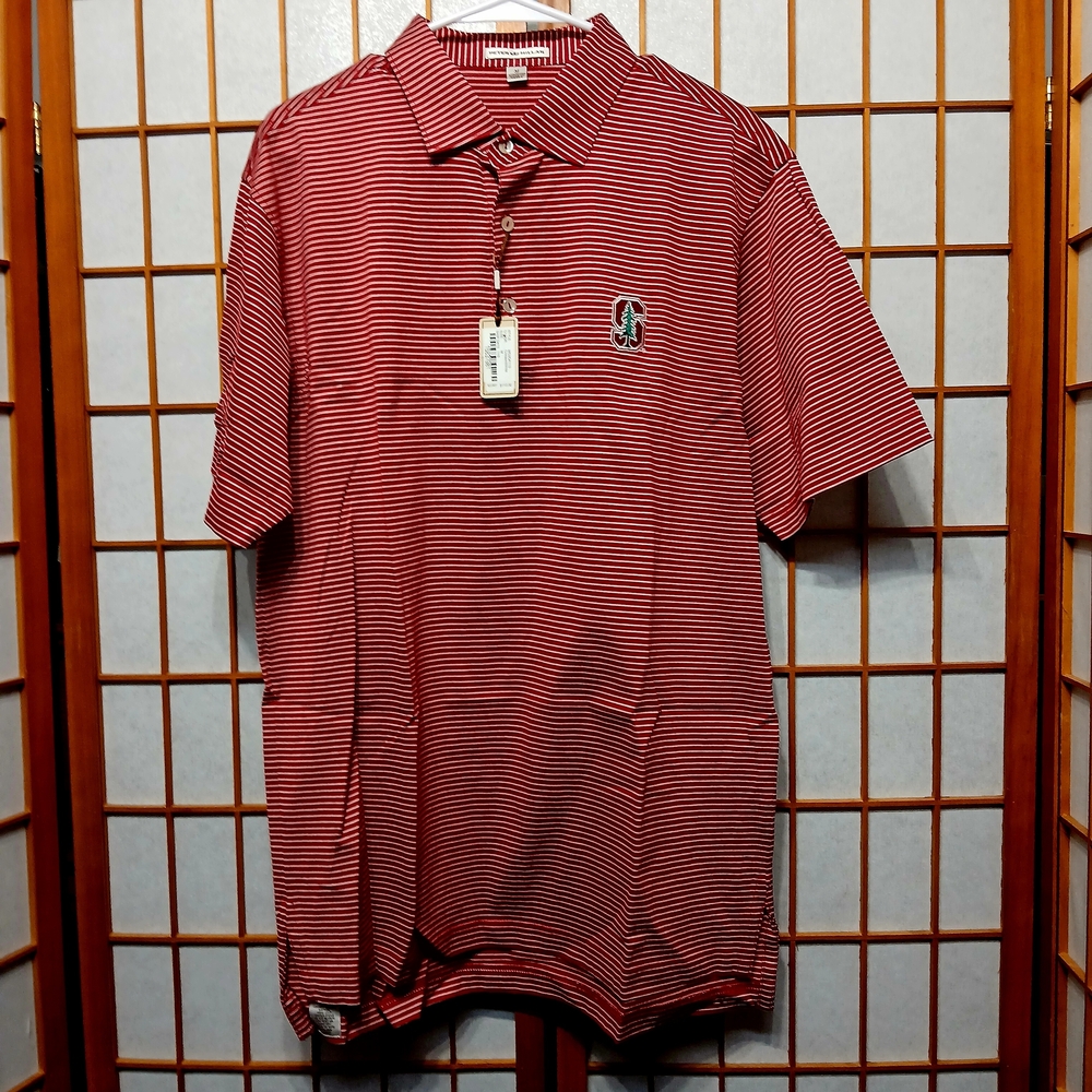 Peter Millar Red and White Striped Polo Shirt
